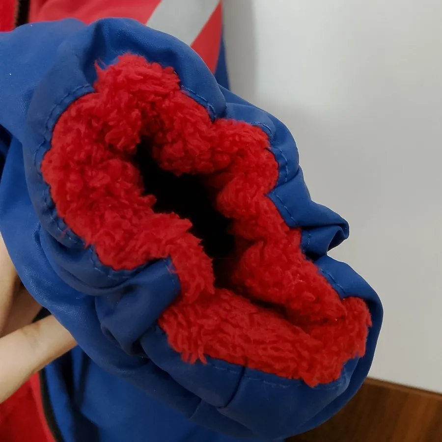 کاپشن دو رو قرمز آبی شمعی