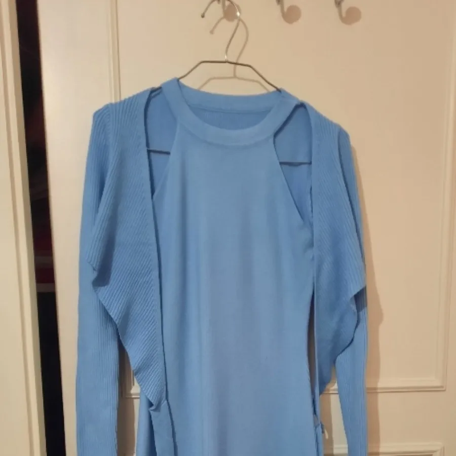 پیراهن بافت کلوش آبی