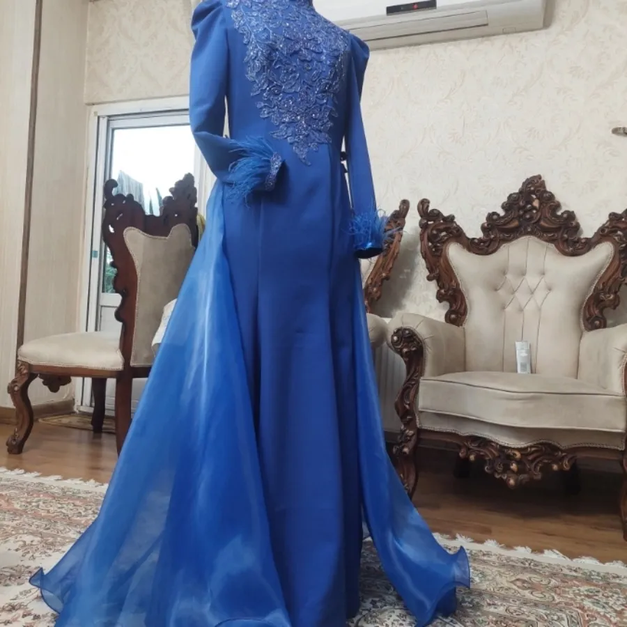 لباس مجلسی آبی کاربنی