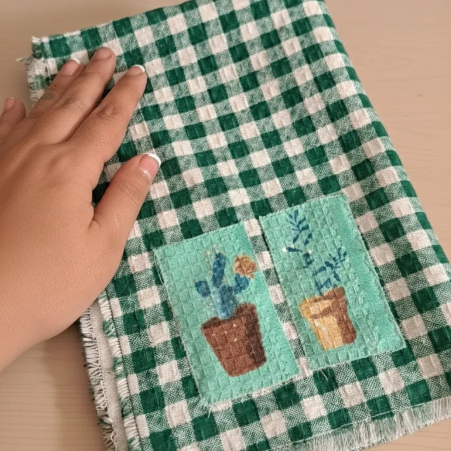 دستمال چهارخونه تیکه دوزی