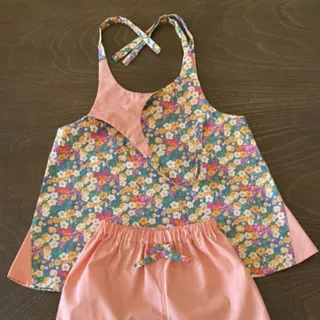 تاپ و شلوارک کتان نخ