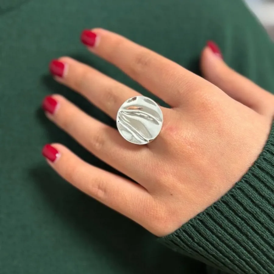 انگشتر ابکاری نقره گرد