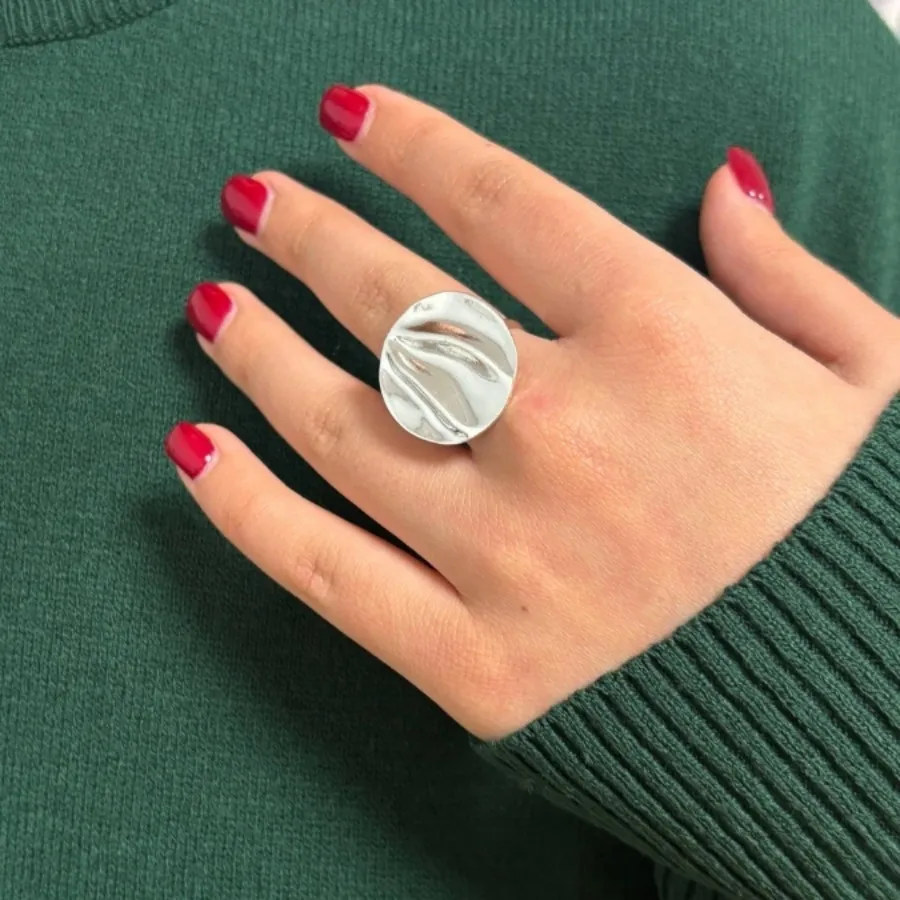 انگشتر ابکاری نقره گرد