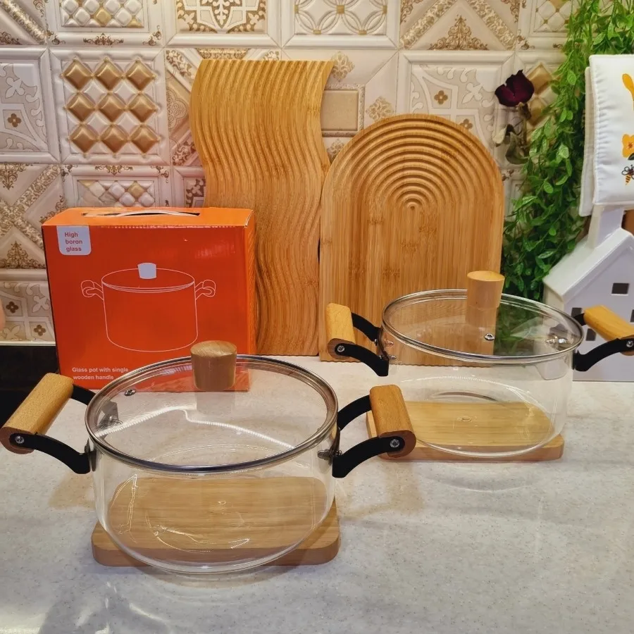 قابلمه پیرکس دسته بامبو