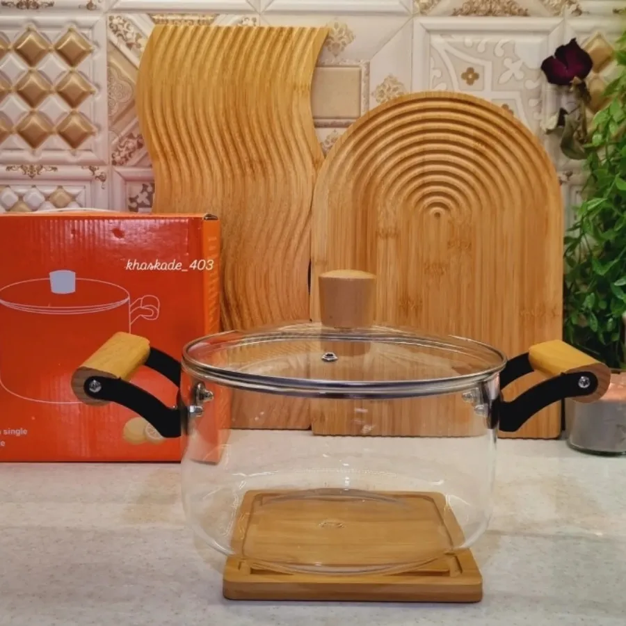 قابلمه پیرکس دسته بامبو