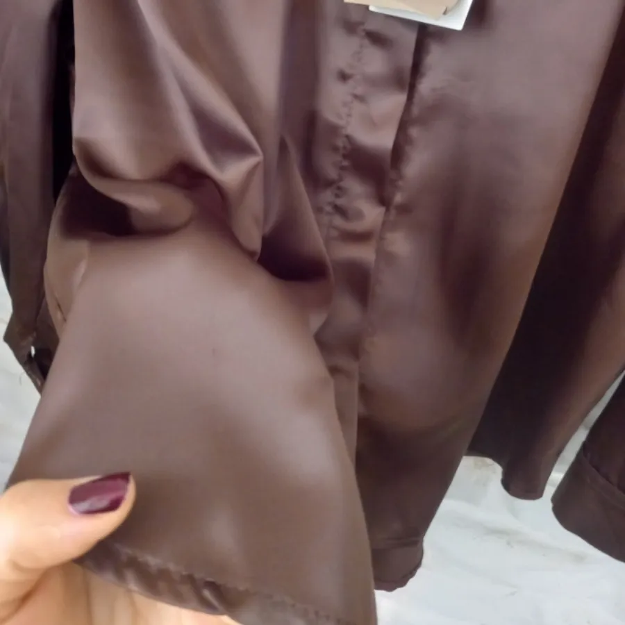 شومیز ساتن قهوه‌ای ترندی