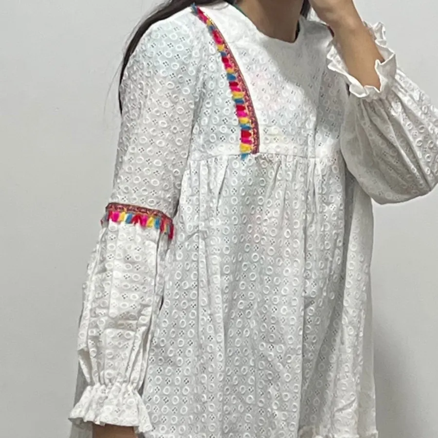 مانتو چین دار سوزن دوزی