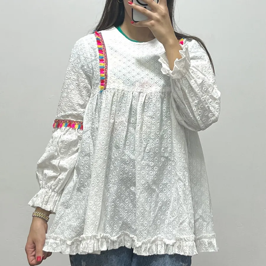 مانتو چین دار سوزن دوزی