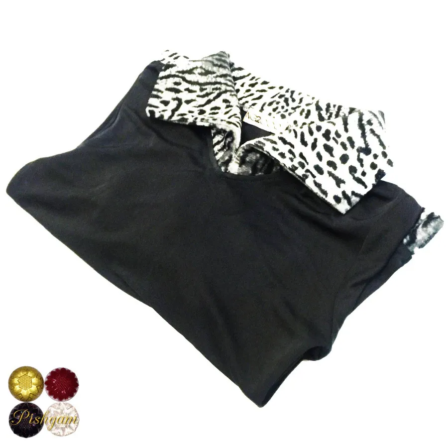 بلوز مشکی یقه پلنگی 36