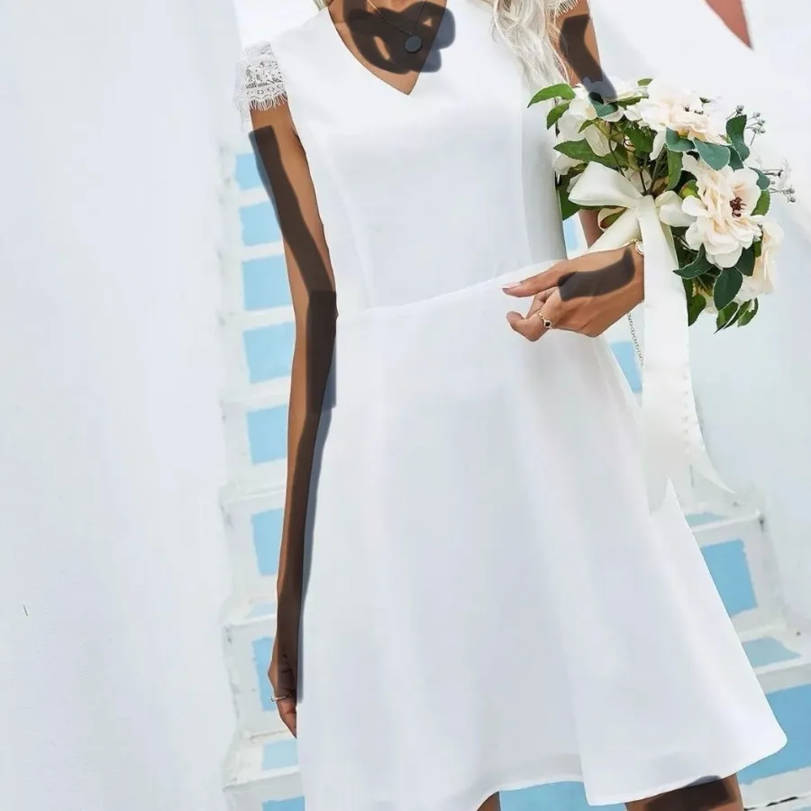 پیراهن مجلسی سفید پشت تور