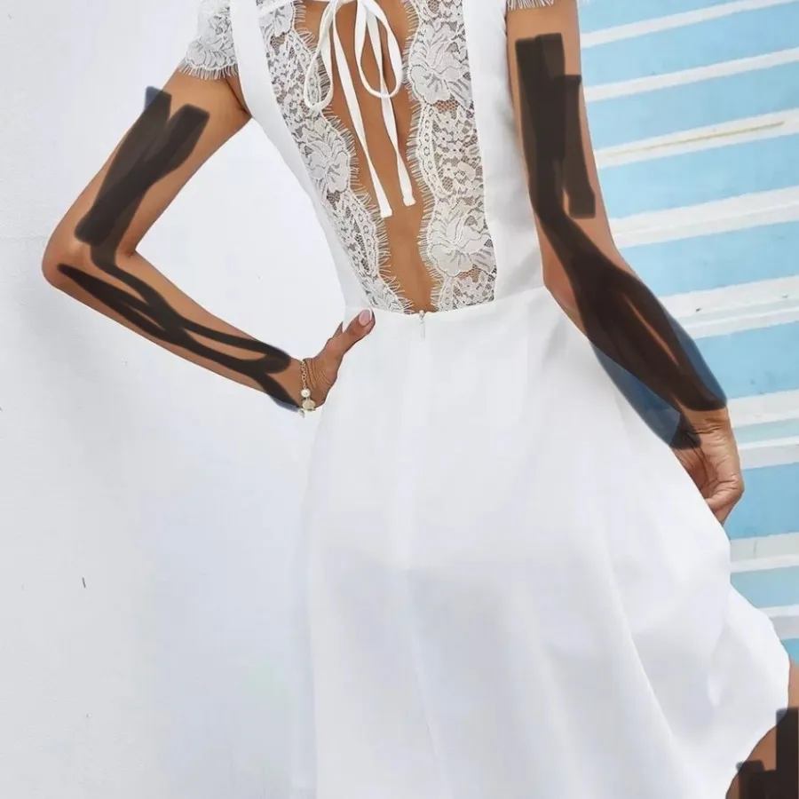 پیراهن مجلسی سفید پشت تور