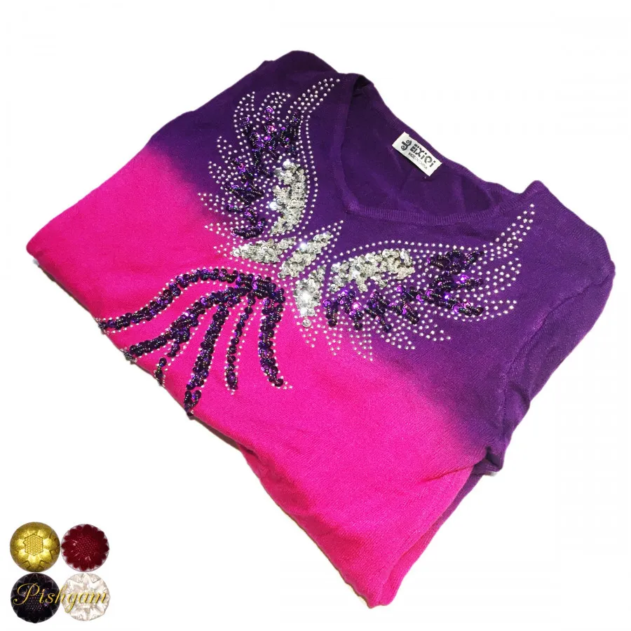 بلوز بافت ریز بنفش M