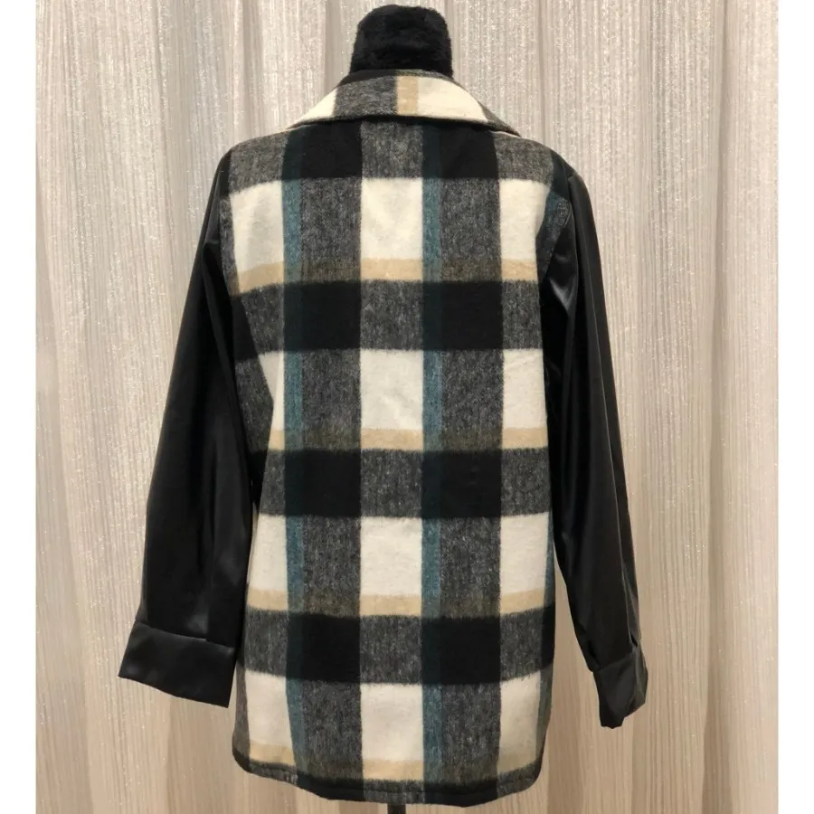 کت چارخانه آستین چرم