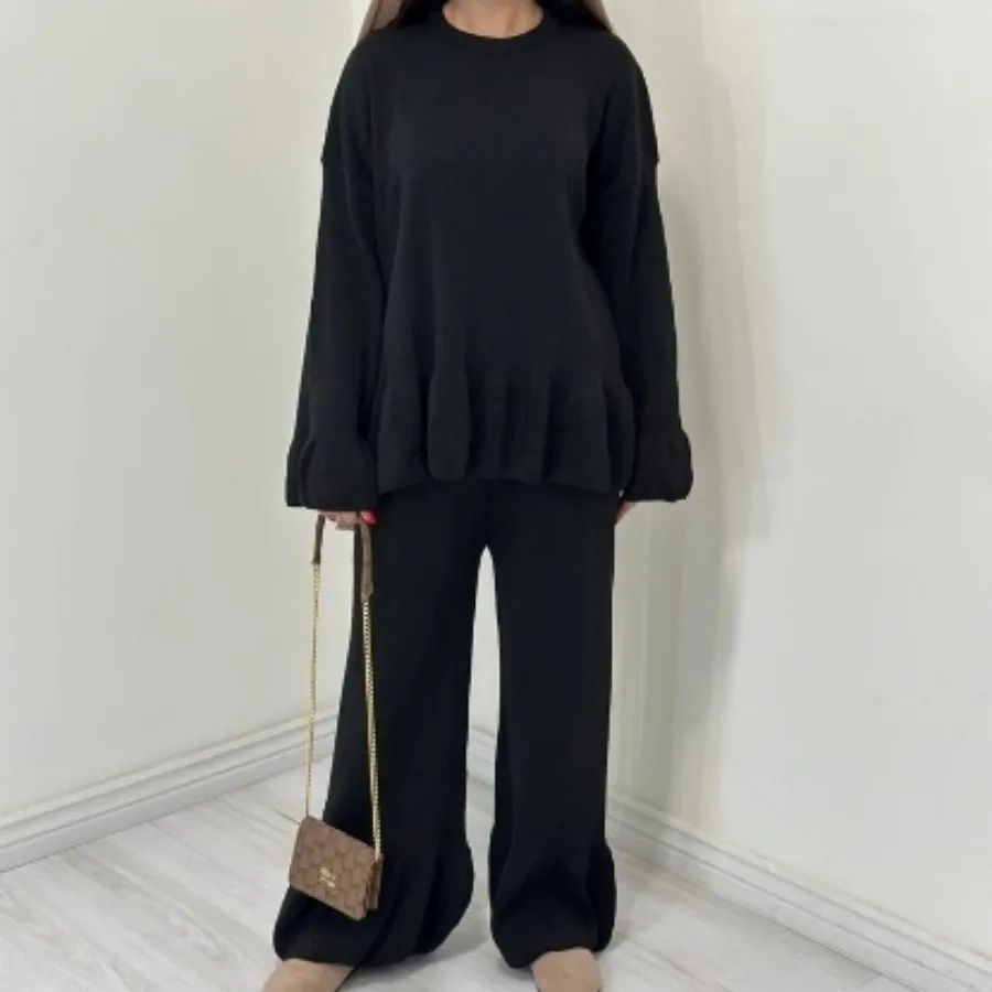 ست بلوز شلوار بافت مشکی