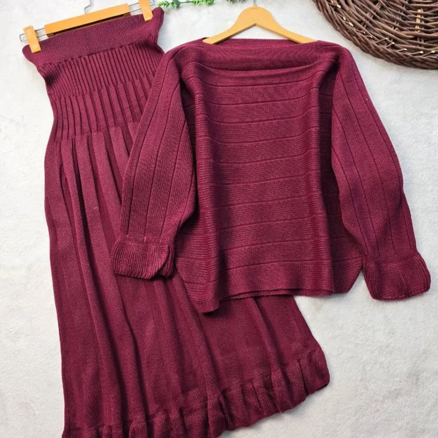 بلوز و دامن بافت پانچو