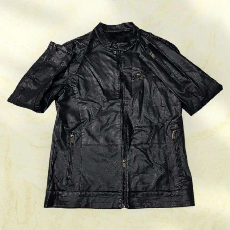 کاپشن چرم مشکی پایبزه