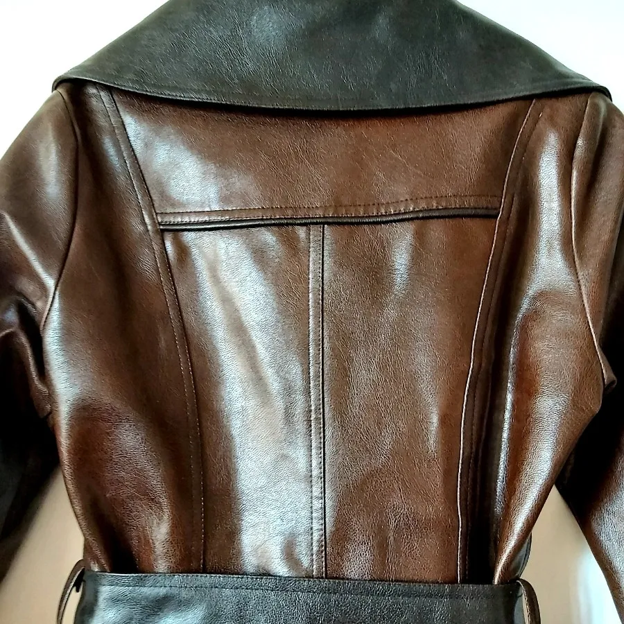 پالتو چرم آستردار قهوه ای