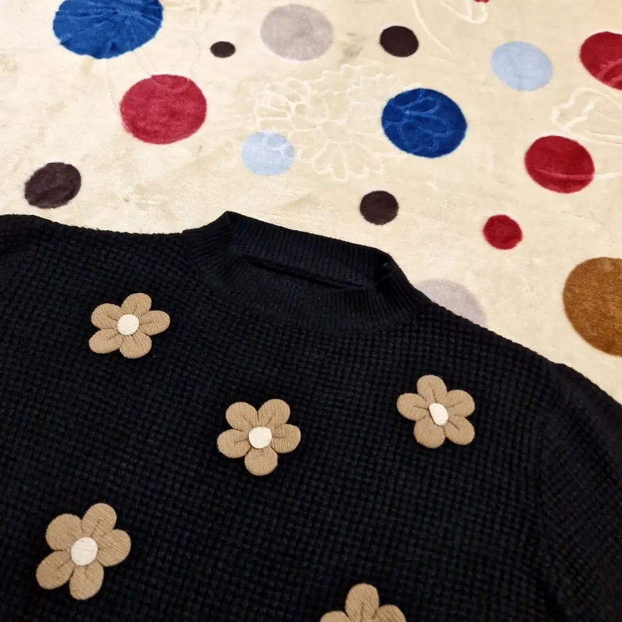 بافت خارجی مشکی گلدار