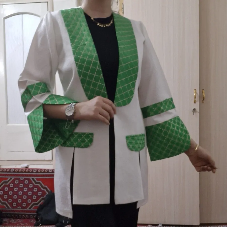 مانتو کتی سفید سبز