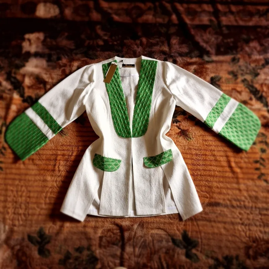 مانتو کتی سفید سبز