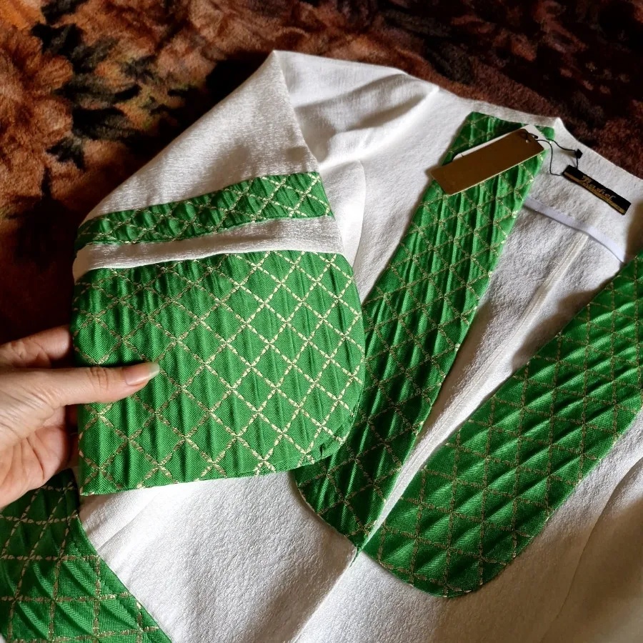 مانتو کتی سفید سبز