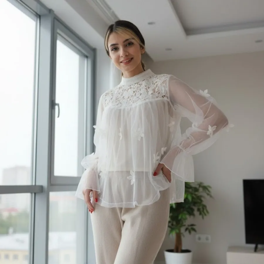 بلوز مجلسی گیپور و تور