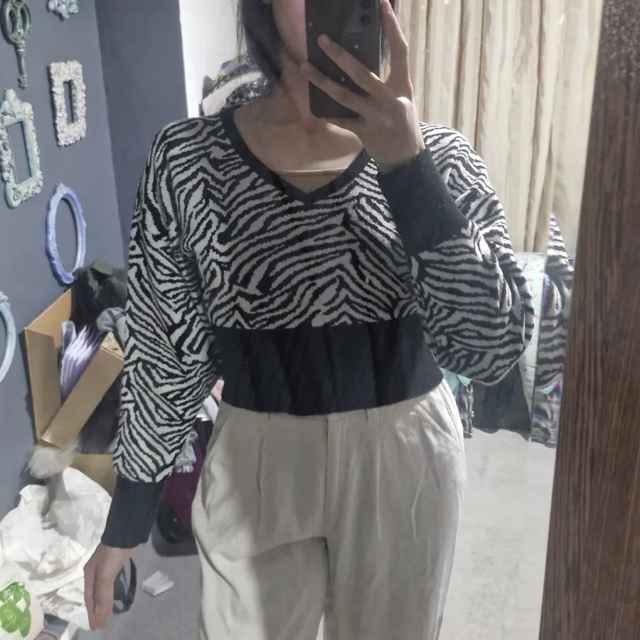 پلیور کراپ طرح زبرا Haft