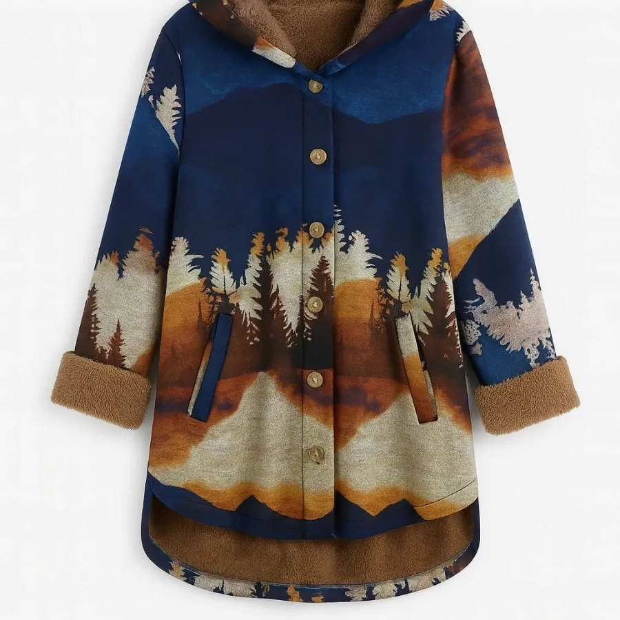 کاپشن خز دار آبرنگی