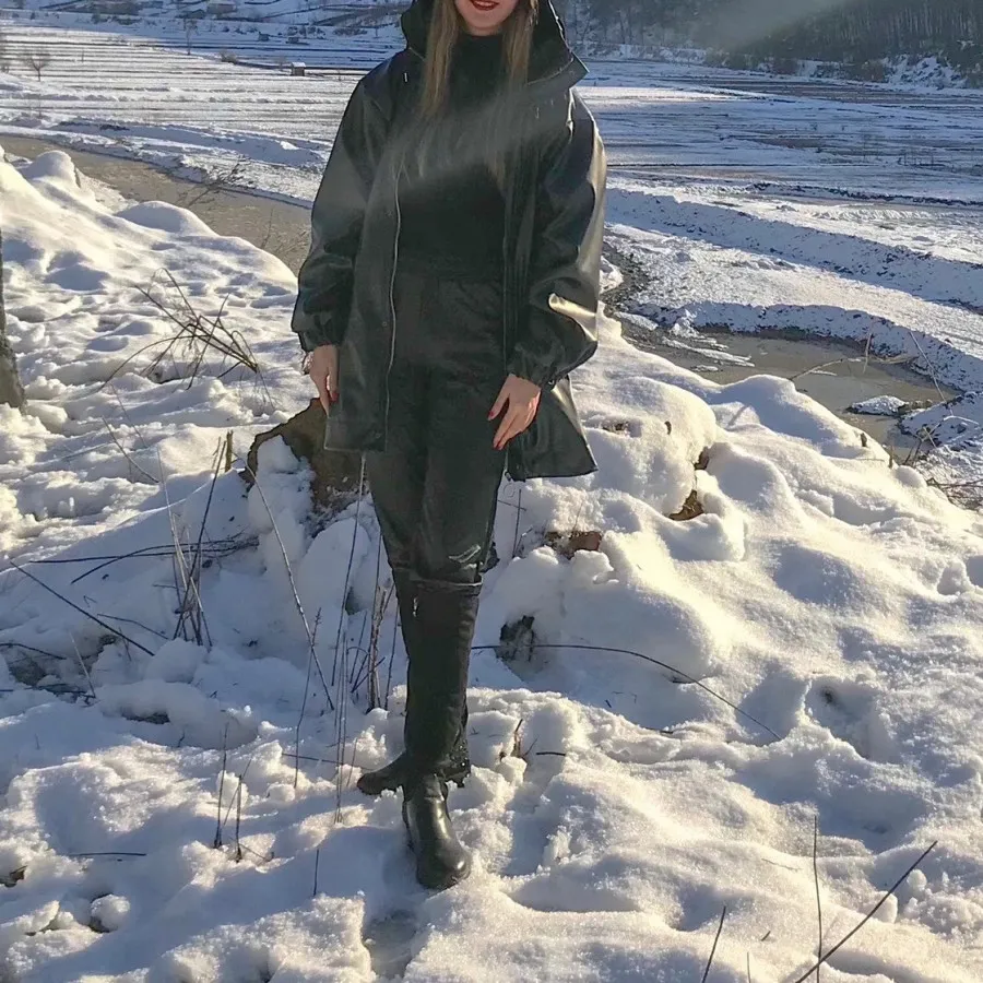 کاپشن مدل چرمی کلاه دار