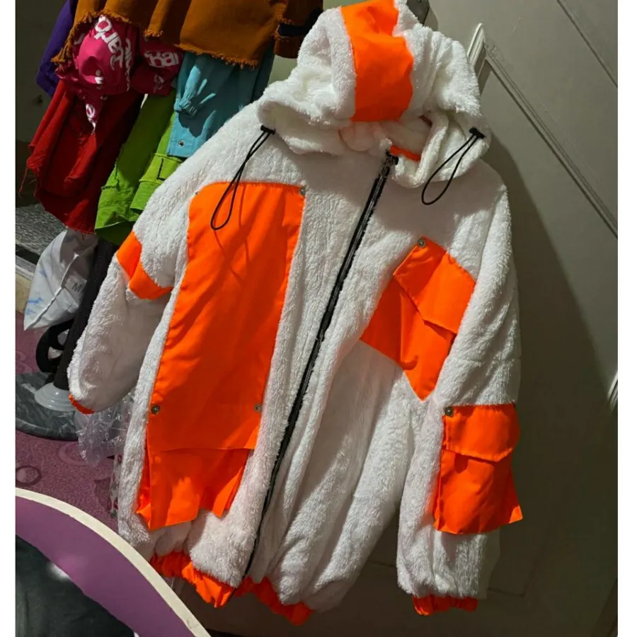 کاپشن تدی سفید نارنجی ترک