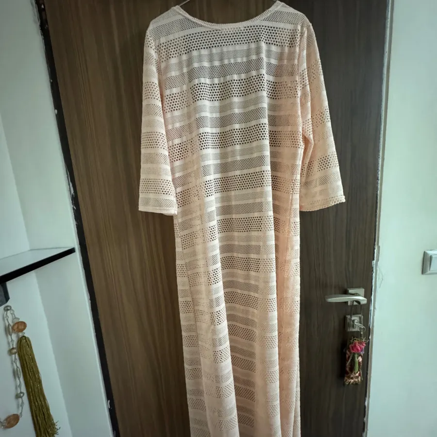 مانتو بلند صورتی توری