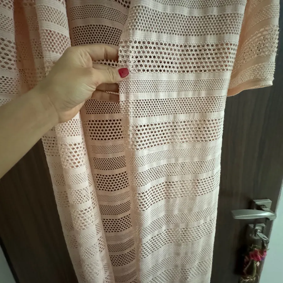 مانتو بلند صورتی توری