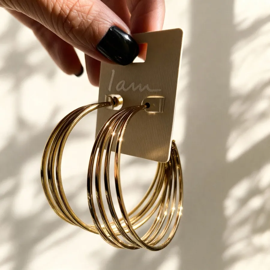 گوشواره طلایی سه ردیفه