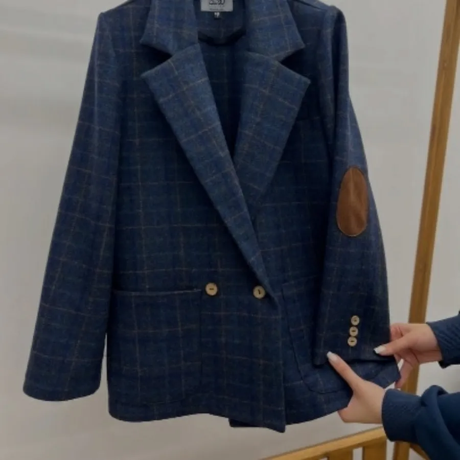 کت چهارخونه سورمه ای