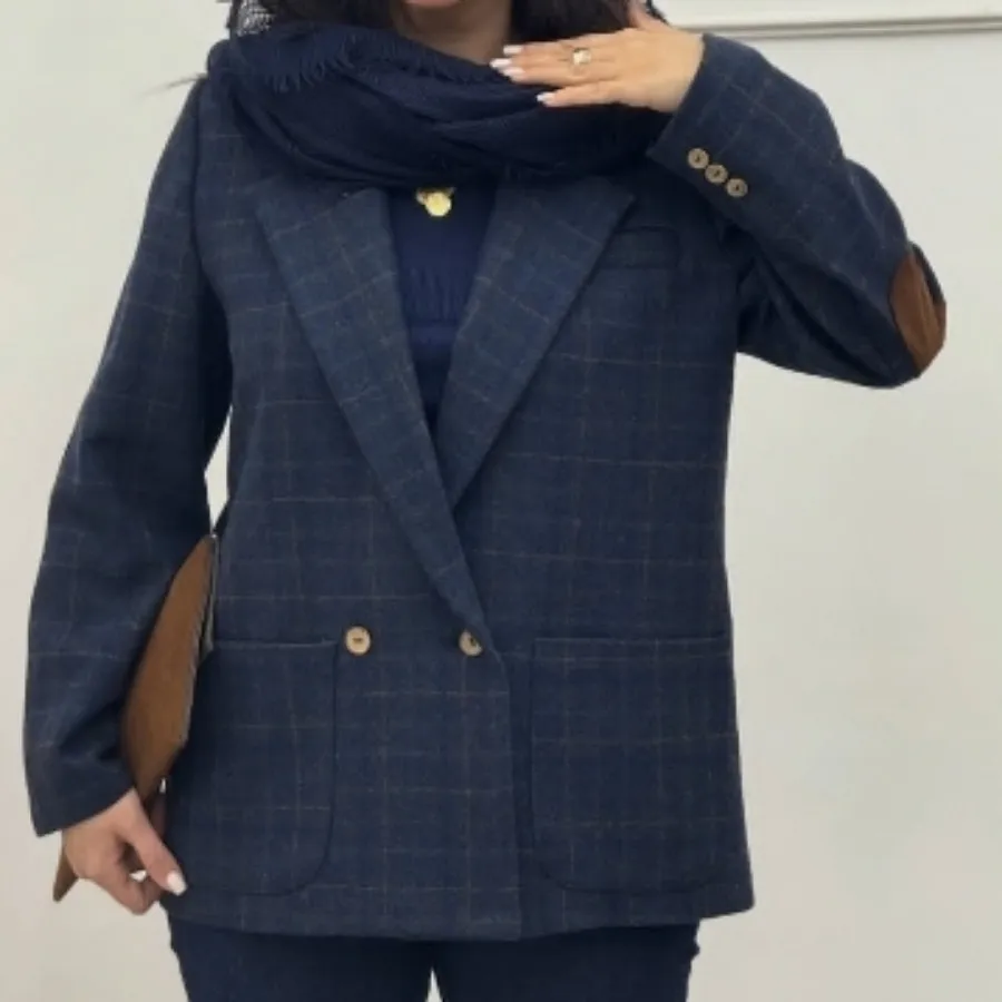 کت چهارخونه سورمه ای