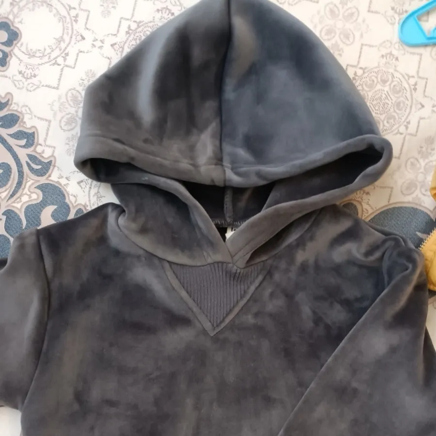 کاپشن بچه گانه دوتکه زرد