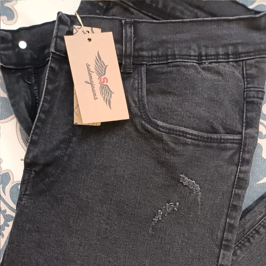 شلوار جین ذغالی زاپدار