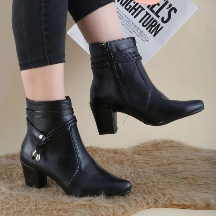 نیم بوت پاشنه دار سرمه