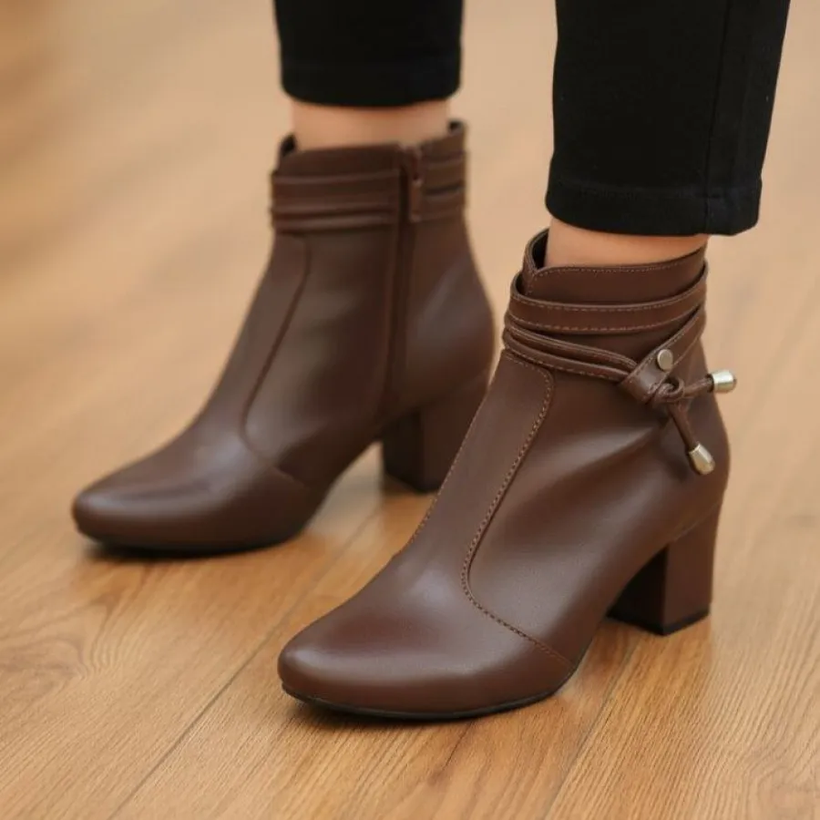 نیم بوت پاشنه دار سرمه