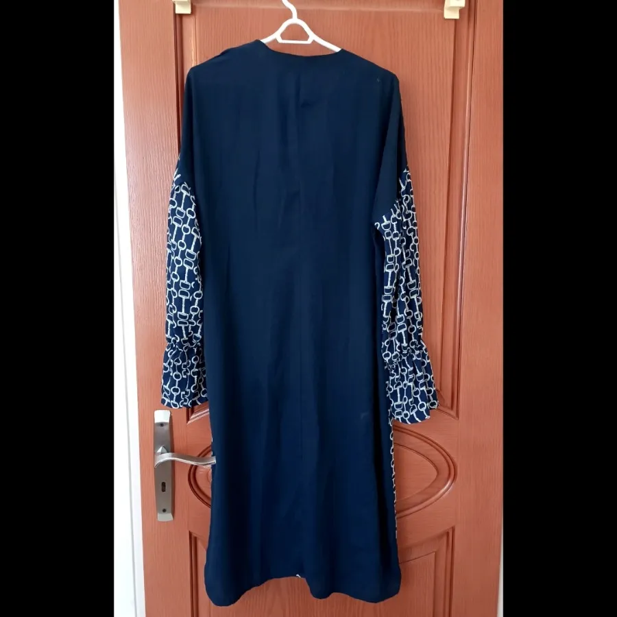 مانتو کرپ حریر سرمه ای