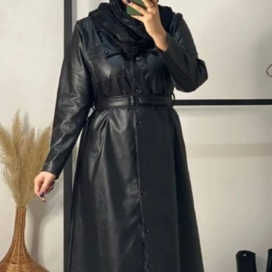 مانتو چرم بلند