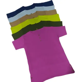 تیشرت کبریتی یقه دکمه دار