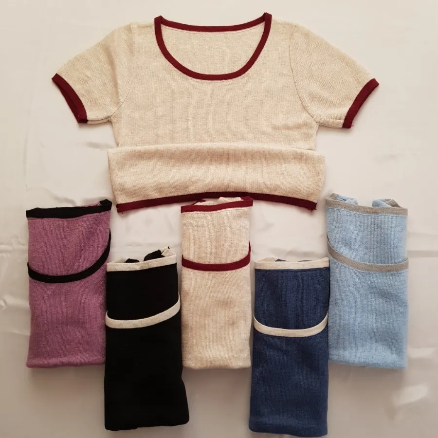 بلوز بافت آستین کوتاه