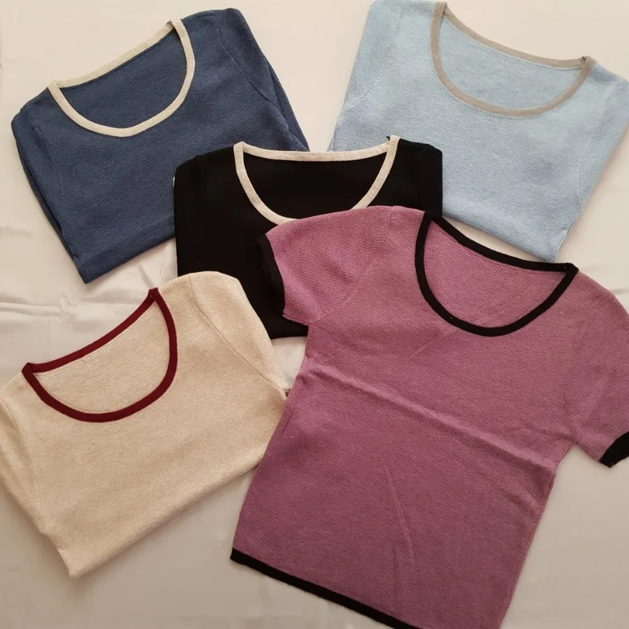 بلوز بافت آستین کوتاه