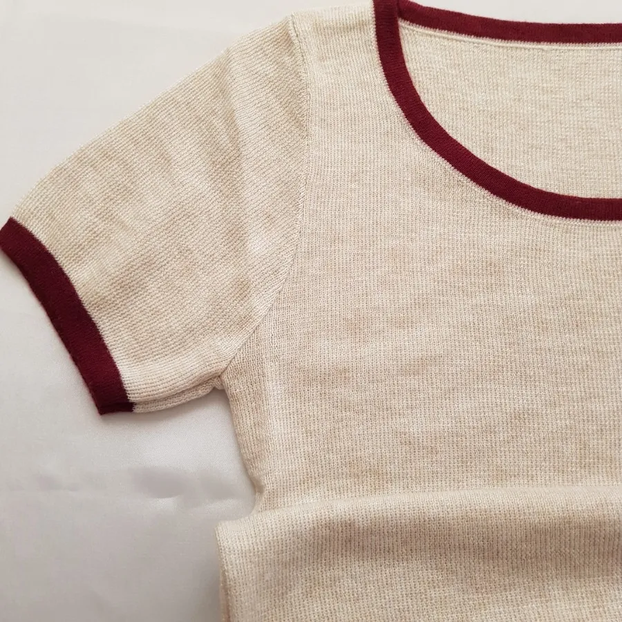 بلوز بافت آستین کوتاه