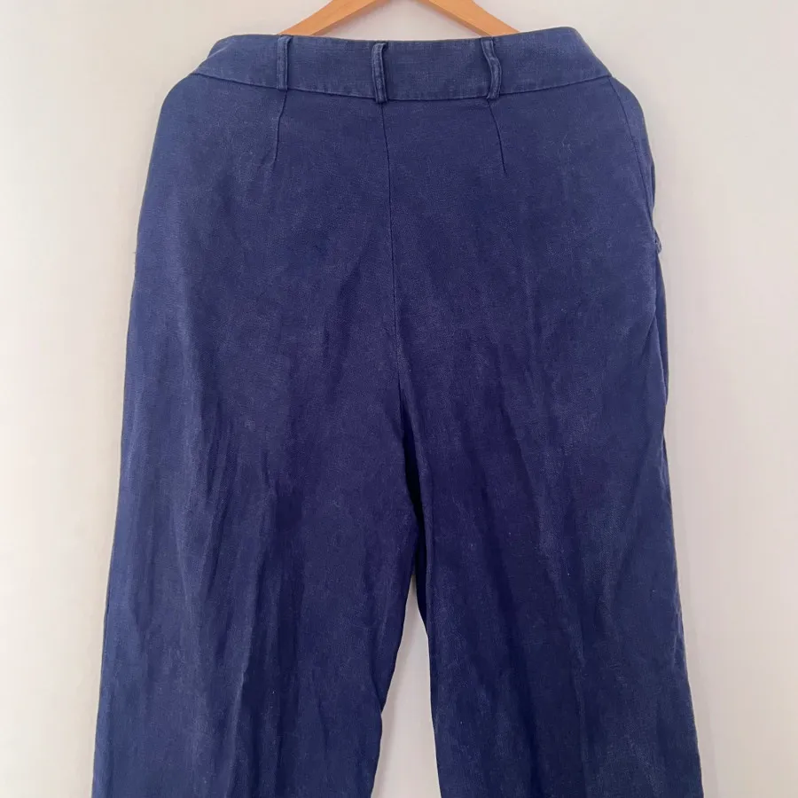 شلوار کتان نخ آبی تیره