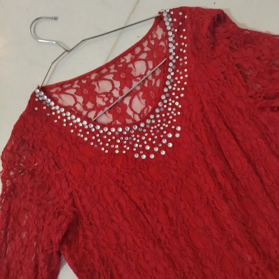 پیراهن قرمز یلدایی گیپور