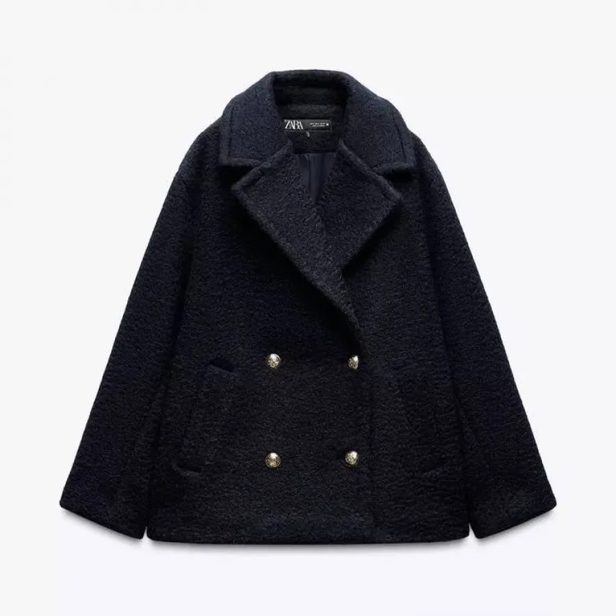 پالتو سرمه ای کتی ZARA