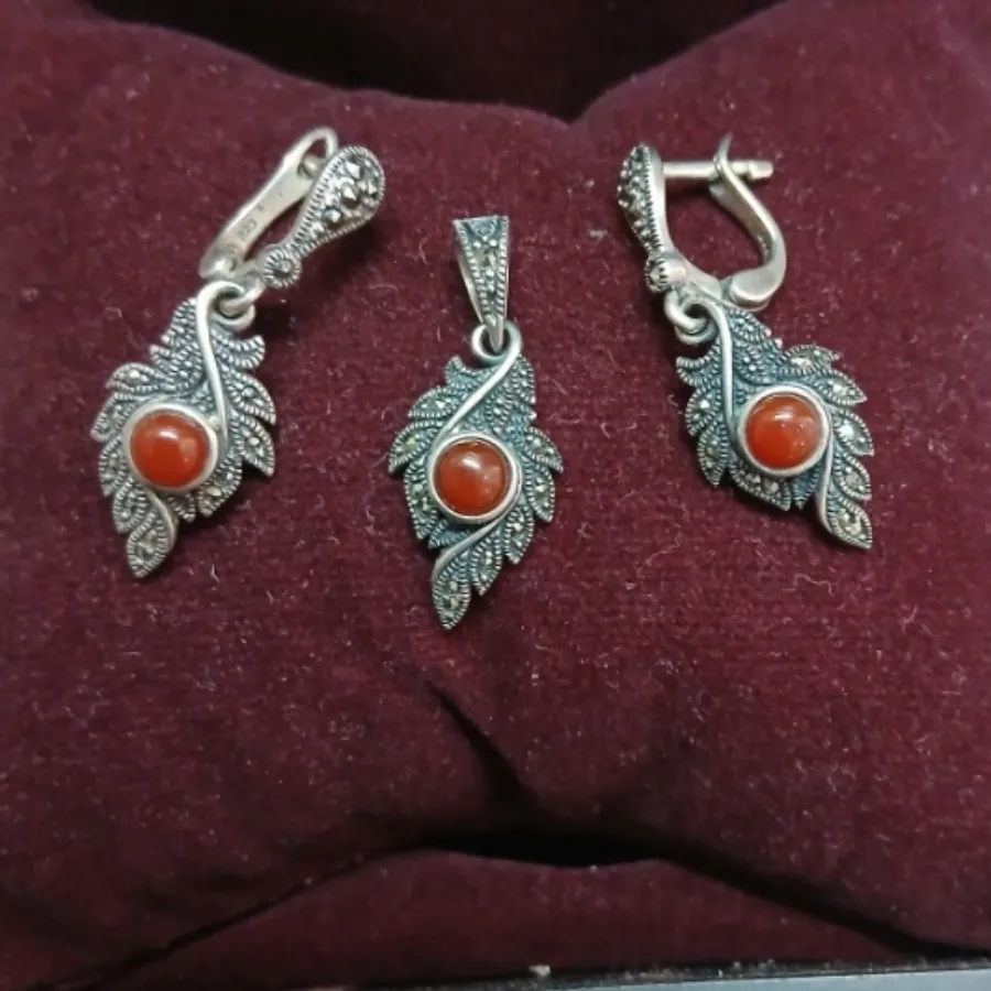 نیم ست نقره سیاه قلم