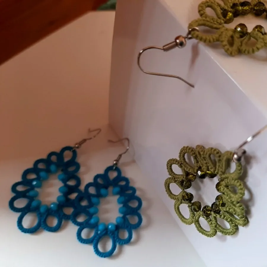 گوشواره دستبافت گیپوربافی